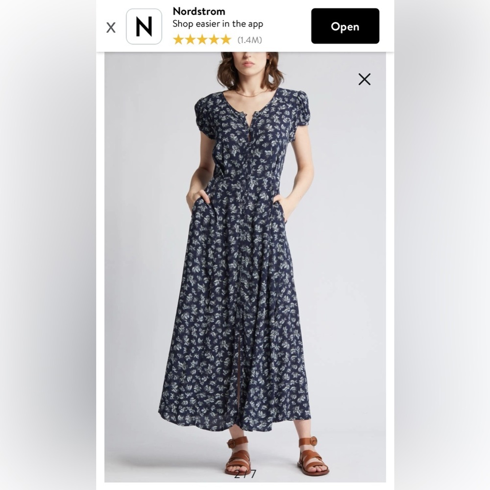 Treasure and Bond Navy Blue Floral Swing Dress